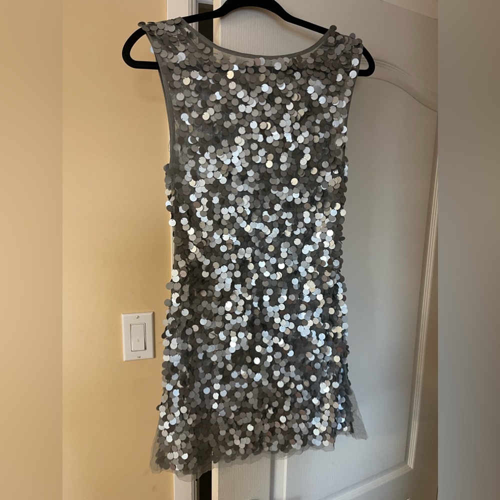 Silver Sequin Sleeveless Dress